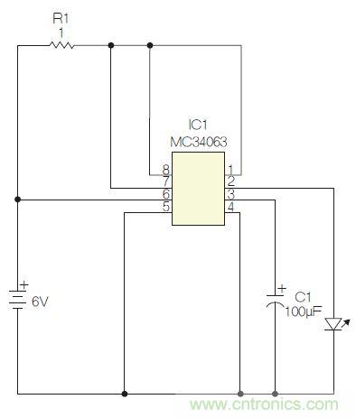 圖1：閃光燈標電路圖。